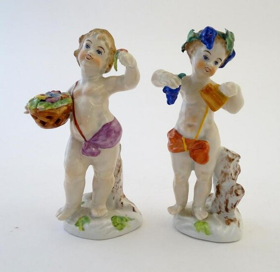 Two Italian putti / cherub figures depicting the