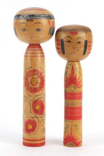 Two Japanese Kockeshi dolls, the largest 24cm high