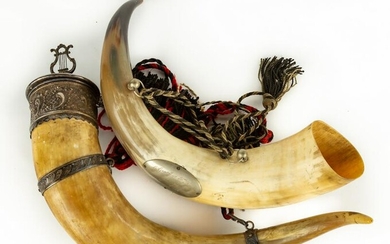 Two Large Drinking Horns