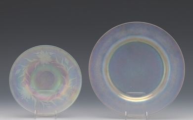 Two Steuben Opalescent Plates