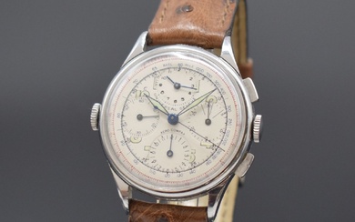 UNIVERSAL GENEVE Aero-Compax chronographe à cadran en acier référence 22538, remontage manuel, Suisse vers 1940,...