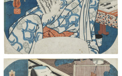UTAGAWA KUNIYOSHI (1798-1861)UTAGAWA KUNISADA (1786-1965), Two fan prints (uchiwa-e)
