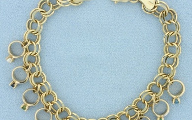 Unique Dangle Rings Charm Bracelet in 10k Yellow Gold
