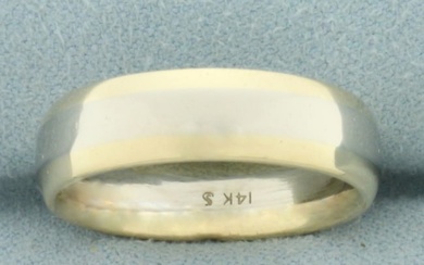 Unique Two Tone Wedding Band Ring in 14k Yellow and White Gold