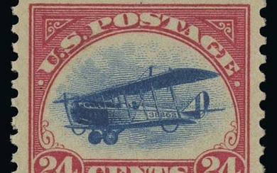 United States: Air Post 24c carmine rose & blue Curtiss Jenny, lightly hinged, deep color, fre...