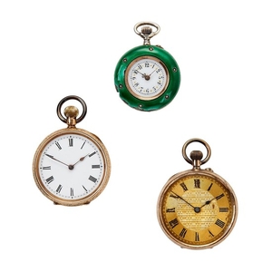 Unsigned, Gold coloured open face keyless wind pocket watch