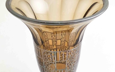 Vase antique Art Déco Vase en forme d'entonnoir avec monture en argent, hauteur env. 20cm,...