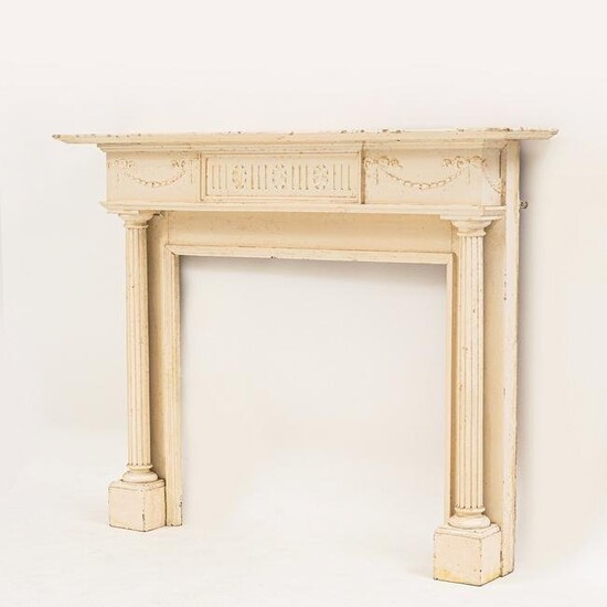 Victorian White Painted Fireplace Mantle