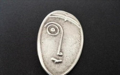 Vintage Art Deco Style Silver Plated Brooch Pin, Man