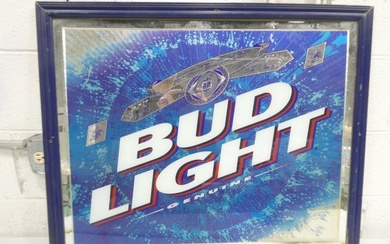Vintage Bud Light Bar Mirror - Measures roughly 27x32" Budweiser Beer