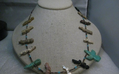 Vintage Carved Fetish Heishi Beaded Necklace