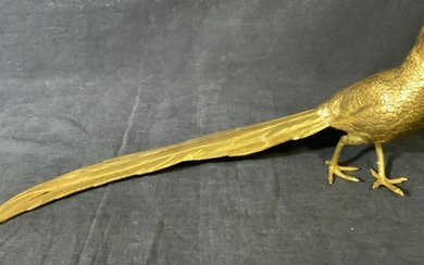 Vintage Gilded Metal Pheasant Sculpture
