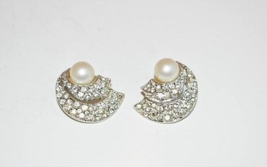 Vintage Rhinestone Pearl Earrings