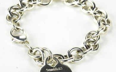Vintage Tiffany Sterling Heart Tag Charm Bracelet