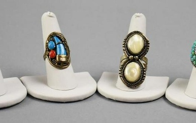 Vintage & Contemporary Native American Sterling & Stone Rings