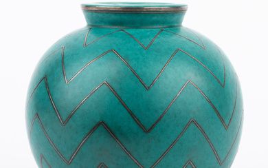 WILHELM KÅGE. A stoneware “Argenta” globe vase, Gustavsberg.