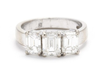 White Gold and Three Stone Diamond Ring