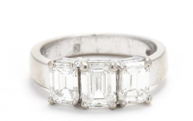 White Gold and Three Stone Diamond Ring