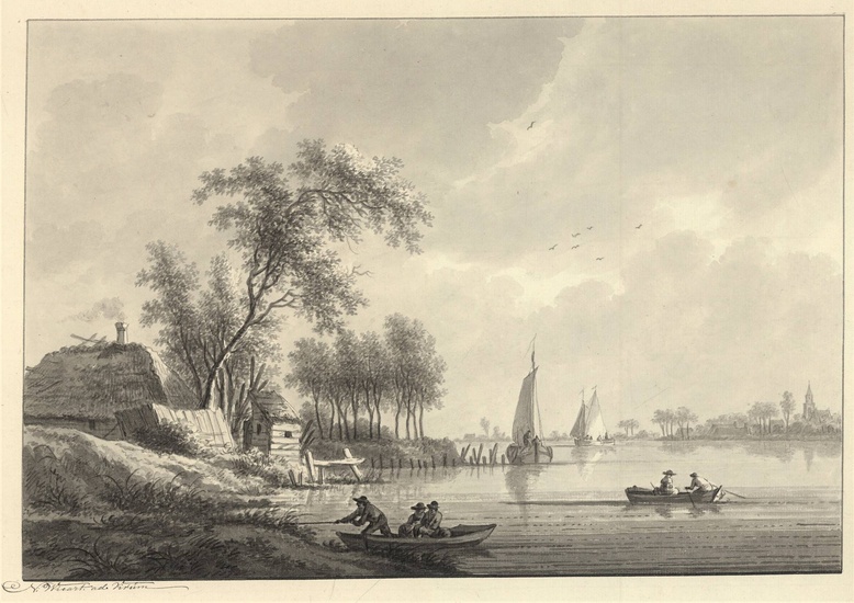 Wicart, N. (1748-1815). "Pernis in Z. Holland Eiland IJsselmonde". Drawing,...