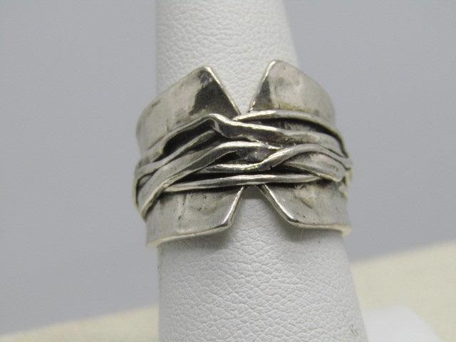Wide Sterling Silver Statement Ring, Wrapped Design.