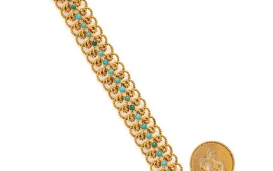 YELLOW GOLD AND TURQUOISE BRACELET WITH CAPRICORN CHARM