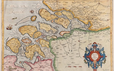 [Zeeland]. "Zelandia comitatus". Carte manuscrite contemporaine avec cartouche déc. 34,1x48,5 cm, Amst, G. Mercator/ J....