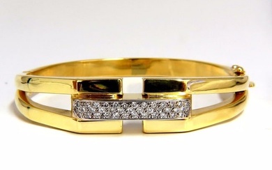 bangle bracelet 14kt .70ct round natural diamonds raised bar mod deco+