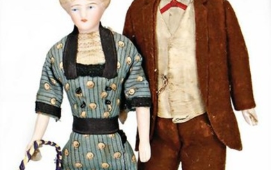 dollhouse couple, man, 17.5 cm, bisque shoulder headed