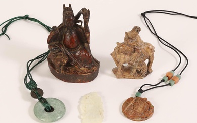 iGavel Auctions: Chinese Lacquered Wood Figure, a Soapstone Figure and Three Jade or Hardstone Carvings FR3SHLM