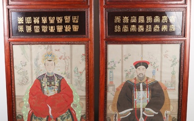iGavel Auctions: Pair of Chinese Gouache on Silk Ancestor Portraits and Two Other Portraits ASW1