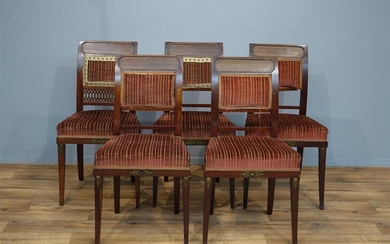 (-), set van 5 Hollandse mahonie biedermeier stoelen...
