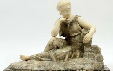 MARBLE 19TH C. RECLINING WOMAN WITH A WATER JAR