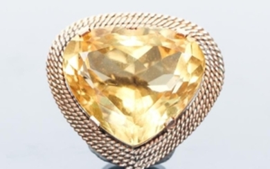 14 K Gold and Heart Shaped Citrine Pin