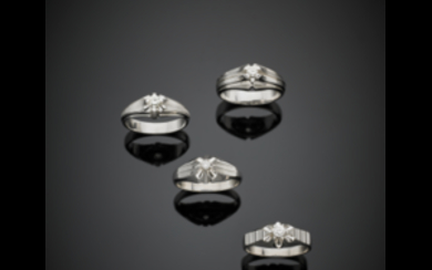 Lot of four white gold diamond gent's rings, different...