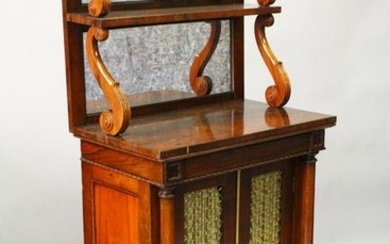 A SMALL REGENCY ROSEWOOD CHIFFONIER, with pierced