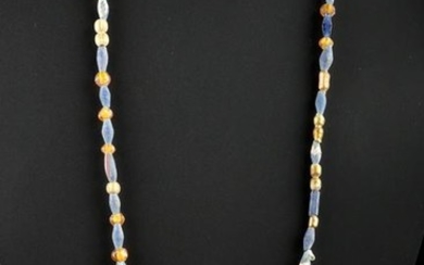 12th C. Necklace w/ Gilded Silver Pendant, Glass Beads