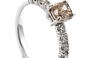 1.35 tcw SI1 Diamond Ring - 14 kt. White gold - Ring - 1.03 ct Diamond - 0.32 ct Diamonds - No Reserve Price