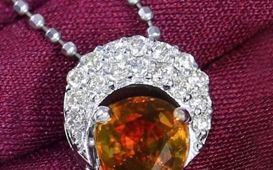 14 K / 585 IGI Alexandrite & Diamond Pendant Necklace