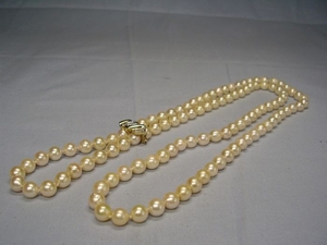 14 kt. Akoya pearls, Yellow gold - Necklace - Diamonds