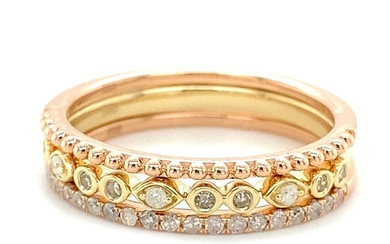 14 kt. Pink gold, Yellow gold - Ring - 0.24 ct Diamond