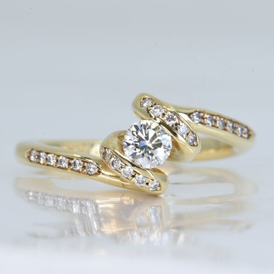 14 kt. Yellow gold - Ring - 0.46 ct Diamond - D VVS2No Reserve Price!