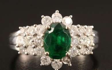 14K 1.01 CT Emerald and 1.00 CTW Diamond Ring