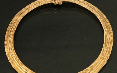 14K YELLOW GOLD MESH NECKLACE; 47.4 GRAMS