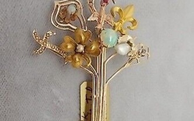 14K & 10K Gold Victorian Stick Pin Collection Brooch