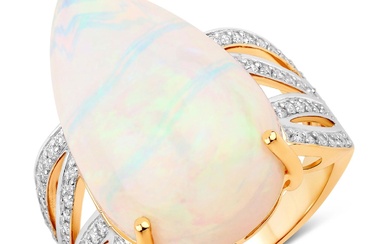 14KT Yellow Gold 11.56ct Opal and Diamond Ring