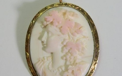 14KY Gold Cameo Brooch Pin Pendant