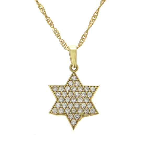 14k Yellow Gold Star of David Necklace.