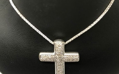15 kt. White gold - Necklace, Necklace with pendant - 0.42 ct