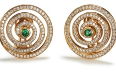 Gübelin, A Pair of Diamond and Tsavorite Garnet Earrings