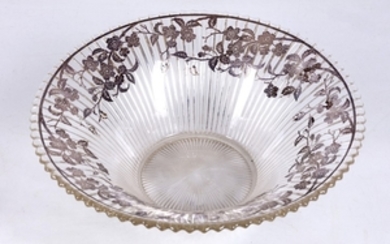 A silver overlay glass bowl, early 20th century,...